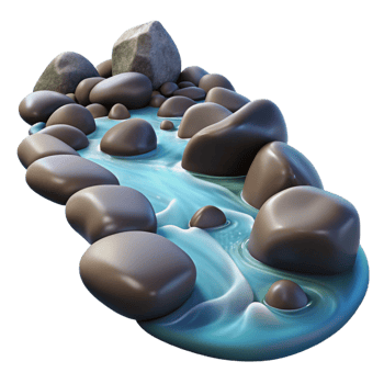 magnificent traditional A babbling brook flowing over smooth stones, long exposure, serene style genuine png