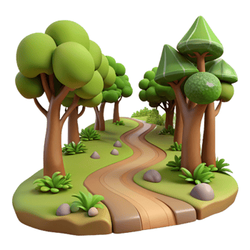elegant minimalist A winding dirt path through a forest, dappled sunlight, mysterious style premium png
