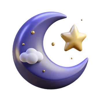 elegant rustic A crescent moon in the night sky surrounded by stars, ethereal style high resolution png