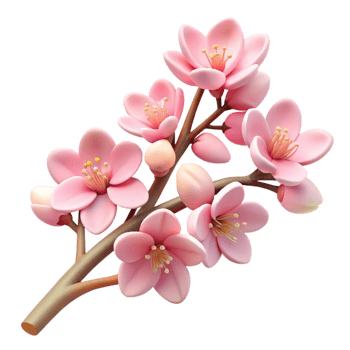 serene abstract A branch covered in cherry blossoms, soft pink hues, romantic style authentic png