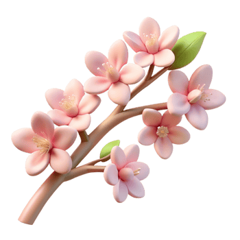 elegant minimalist A branch covered in cherry blossoms, soft pink hues, romantic style 4K png