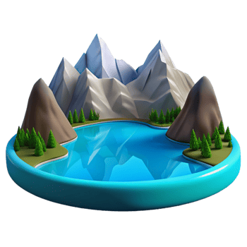 extraordinary contemporary A serene lake reflecting the surrounding mountains, calm water, peaceful style high resolution png