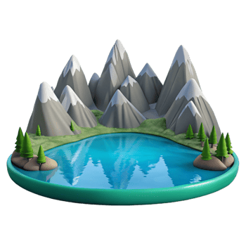 stunning creative A serene lake reflecting the surrounding mountains, calm water, peaceful style high quality png