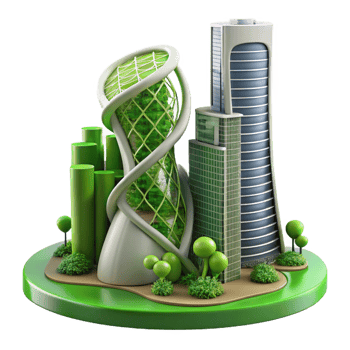 impressive minimalist Biomorphic skyscraper, inspired by nature, flowing organic forms, green walls, integrated solar panels, futuristic city backdrop, high resolution png