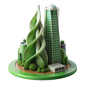 serene traditional Biomorphic skyscraper, inspired by nature, flowing organic forms, green walls, integrated solar panels, futuristic city backdrop, 4K png