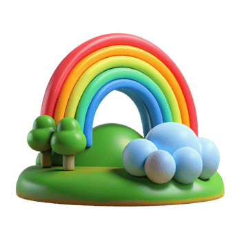 elegant creative A rainbow arcing over a green landscape, vibrant colors, hopeful style detailed png