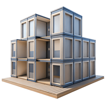 wonderful abstract Prefabricated modular housing units, stacked in a grid, minimalist design, urban setting, bright daylight, architectural visualization, original png
