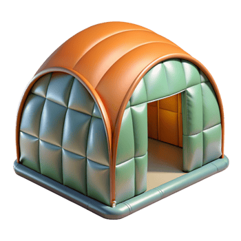 impressive classic Inflatable temporary shelter, lightweight fabric structure, disaster relief setting, bright daylight, humanitarian design, photorealistic rendering, detailed png
