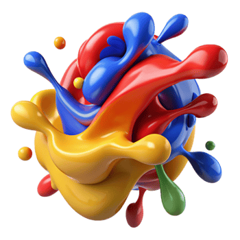 serene abstract A chaotic composition of splattered paint in vibrant primary colors, with textured brushstrokes and dynamic movement, in an Action Painting style genuine png