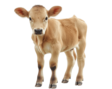 A small brown calf is standing in front of a black background png