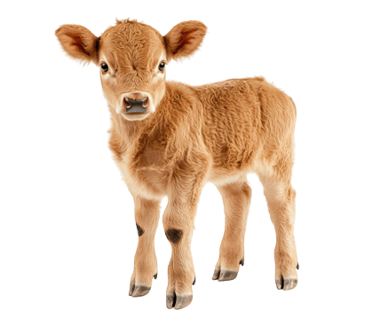 A small brown calf standing in front of a black background png
