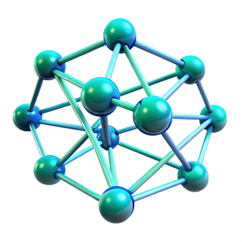 vibrant abstract A network of interconnected nodes in shades of blue and green, with pulsating light connections, in a Futuristic style high quality png