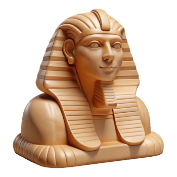wonderful classic A stoic sphinx, carved from sandstone, gazing out over a desolate desert landscape. Harsh, midday sunlight. Ancient Egyptian style premium png