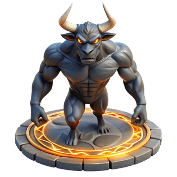 stunning rustic A powerful minotaur, muscles rippling, trapped within a labyrinth of polished obsidian, lit by glowing runes, hyperrealistic style 4K png