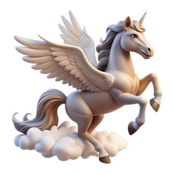 extraordinary traditional A graceful Pegasus taking flight from Mount Olympus, its wings catching the dawn light, clouds swirling beneath its hooves, romanticism style 4K png