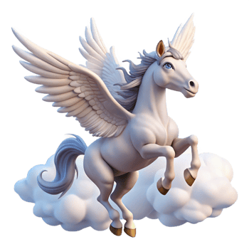 elegant rustic A graceful Pegasus taking flight from Mount Olympus, its wings catching the dawn light, clouds swirling beneath its hooves, romanticism style premium png