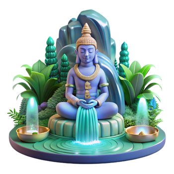 serene abstract A Wise Naga Meditating Beneath a authentic png