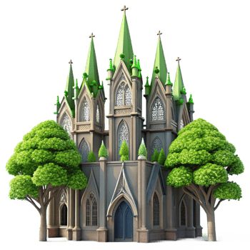 elegant rustic A Towering Gothic Cathedral Made of detailed png