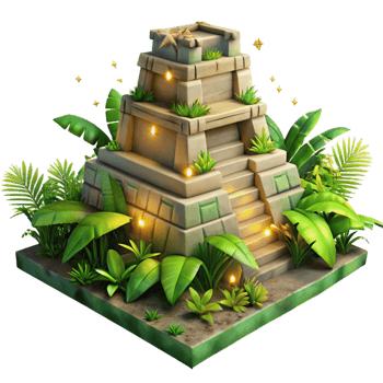 vibrant abstract A Crumbling Mayan Pyramid Overgrown with professional png