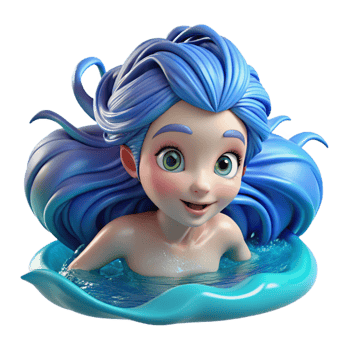 magnificent classic A Playful Water Nymph with Flowing Blue genuine png