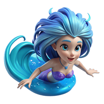 wonderful contemporary A Playful Water Nymph with Flowing Blue premium png