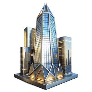 stunning modern vibrant artistic Modern Glass Skyscraper City 4K premium png