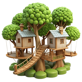 beautiful abstract A Treehouse Village Connected by Rope authentic png