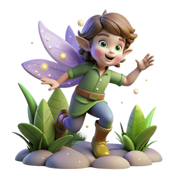 beautiful classic A mischievous pixie flitting through a moonlit garden, scattering fairy dust, in the style of children's book illustration premium png