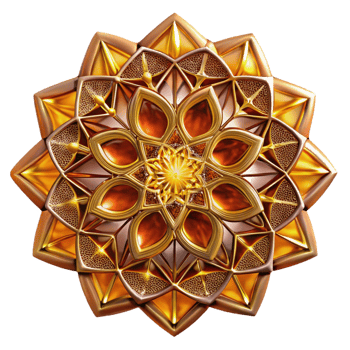 serene minimalist A kaleidoscope of vibrant, stained-glass patterns, illuminated by a warm, golden light, in an Art Nouveau style genuine png
