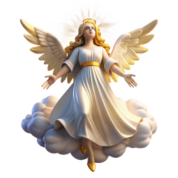 vibrant modern A radiant angel descending from heaven, bathed in divine light, in the style of Baroque painting exclusive png