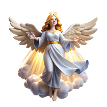 wonderful classic A radiant angel descending from heaven, bathed in divine light, in the style of Baroque painting high resolution png