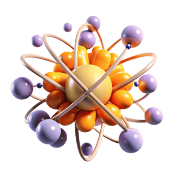 extraordinary modern A dynamic composition of colliding atoms, emitting bursts of energy, in a scientific, abstract style high quality png