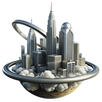 extraordinary vintage A Futuristic Cityscape Built on the Rings original png