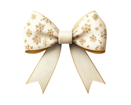 A white bow with gold flakes on it png