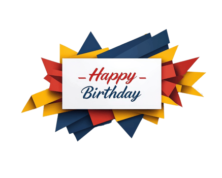 Happy birthday card with colorful paper png