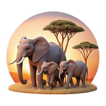 stunning contemporary A Family of Elephants Walking Across the premium png