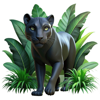 dramatic creative A Sleek Black Panther Prowling Through a high quality png