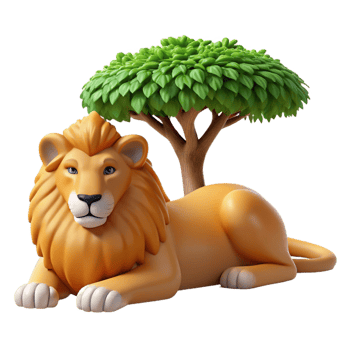 impressive vintage A Regal Lion Resting in the Shade of an professional png