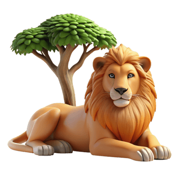 impressive artistic A Regal Lion Resting in the Shade of an high quality png