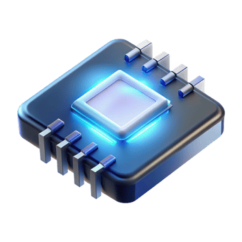 elegant vintage A Single Glowing Microchip Floating in a 4K png