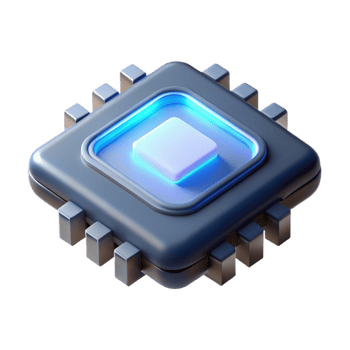 beautiful rustic A Single Glowing Microchip Floating in a high resolution png