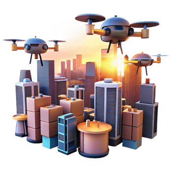 impressive rustic A Swarm of Autonomous Delivery Drones 4K png