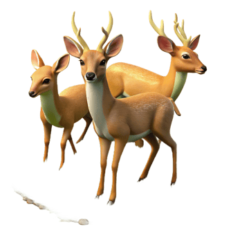 serene minimalist A Group of Deer Grazing in a Meadow Soft high resolution png