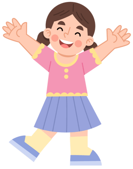 Illustration of a cheerful girl jumping png