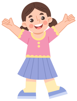 Illustration of Cheerful Cartoon Girl with Arms Raised png