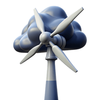 dramatic contemporary A wind turbine generating energy against a stormy sky, in a dramatic, painterly style professional png