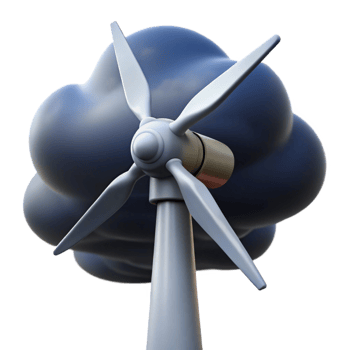 impressive abstract A wind turbine generating energy against a stormy sky, in a dramatic, painterly style exclusive png