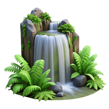 stunning abstract A Cascading Waterfall Surrounded by Lush detailed png