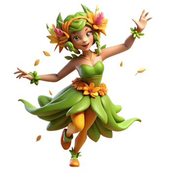 elegant rustic A Playful Dryad Adorned with Vibrant high resolution png