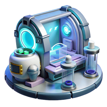 elegant vintage A Futuristic Medical Bay Holographic high quality png